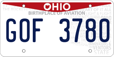 OH license plate GOF3780