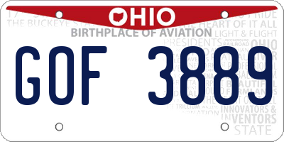 OH license plate GOF3889