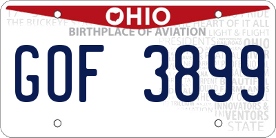 OH license plate GOF3899