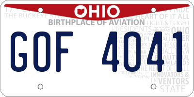 OH license plate GOF4041