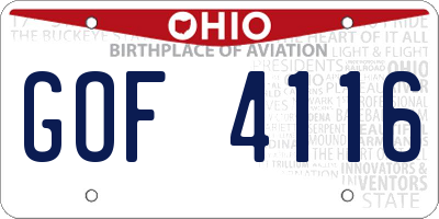 OH license plate GOF4116
