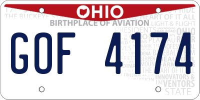 OH license plate GOF4174