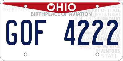 OH license plate GOF4222