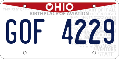 OH license plate GOF4229