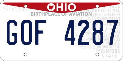 OH license plate GOF4287