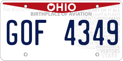 OH license plate GOF4349