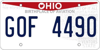 OH license plate GOF4490