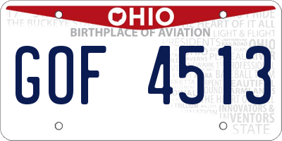 OH license plate GOF4513
