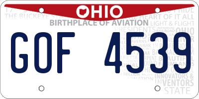OH license plate GOF4539