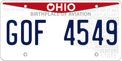 OH license plate GOF4549