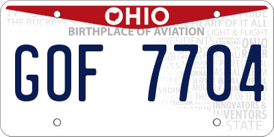 OH license plate GOF7704