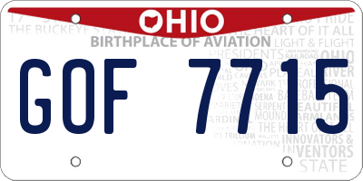 OH license plate GOF7715