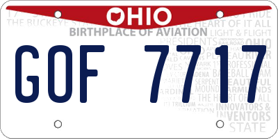 OH license plate GOF7717