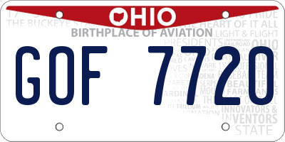 OH license plate GOF7720