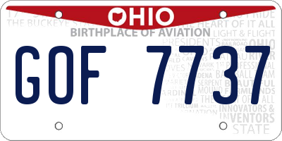 OH license plate GOF7737