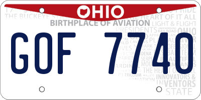 OH license plate GOF7740