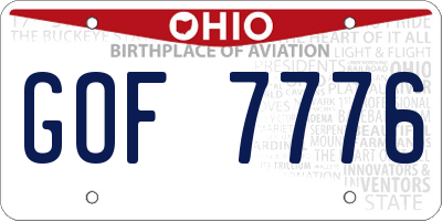OH license plate GOF7776