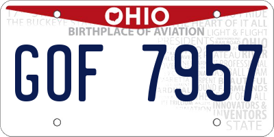 OH license plate GOF7957