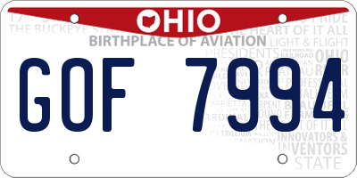 OH license plate GOF7994