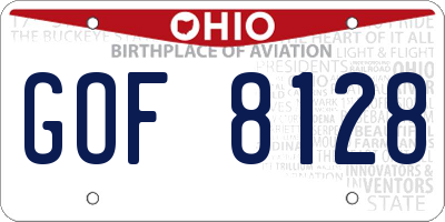 OH license plate GOF8128