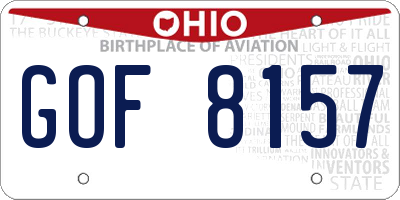 OH license plate GOF8157