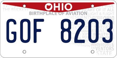 OH license plate GOF8203