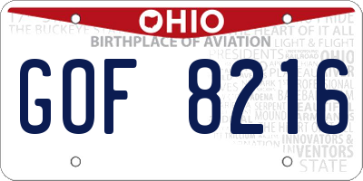 OH license plate GOF8216