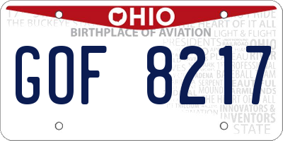 OH license plate GOF8217