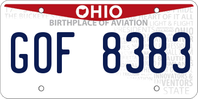 OH license plate GOF8383