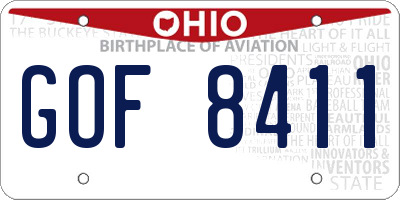 OH license plate GOF8411