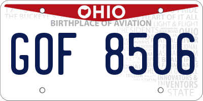 OH license plate GOF8506