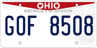 OH license plate GOF8508