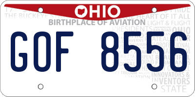 OH license plate GOF8556