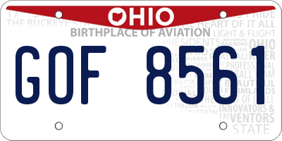 OH license plate GOF8561