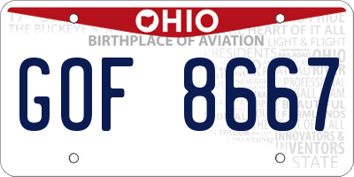 OH license plate GOF8667