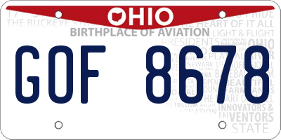OH license plate GOF8678