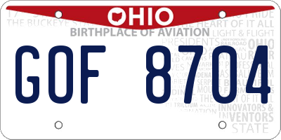 OH license plate GOF8704