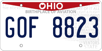 OH license plate GOF8823
