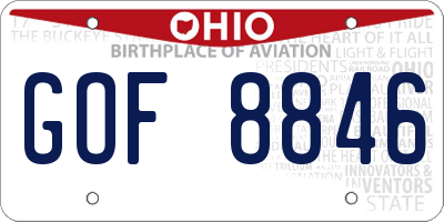 OH license plate GOF8846