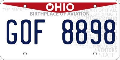 OH license plate GOF8898