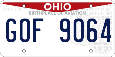 OH license plate GOF9064