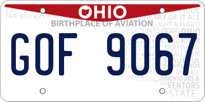 OH license plate GOF9067