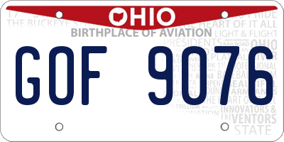 OH license plate GOF9076
