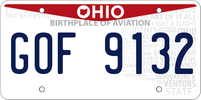 OH license plate GOF9132