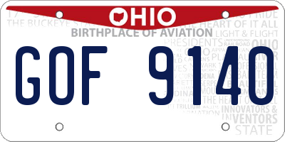 OH license plate GOF9140
