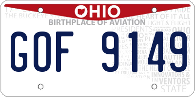 OH license plate GOF9149