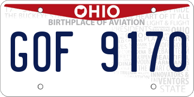 OH license plate GOF9170