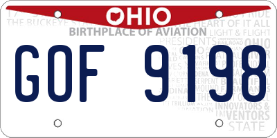 OH license plate GOF9198
