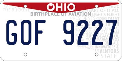 OH license plate GOF9227