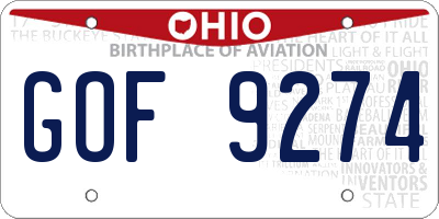OH license plate GOF9274